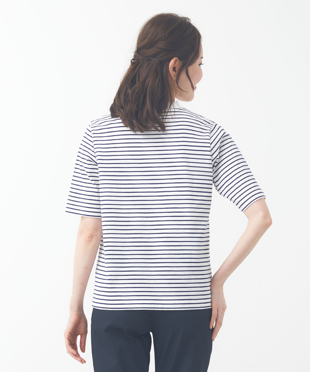 モックネック ボーダー Tシャツ