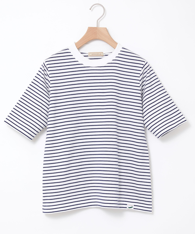 モックネック ボーダー Tシャツ