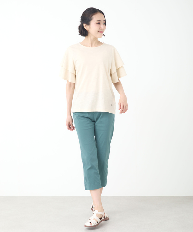 スラブ天竺 フリルスリーブ Tシャツ
