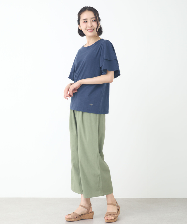 スラブ天竺 フリルスリーブ Tシャツ