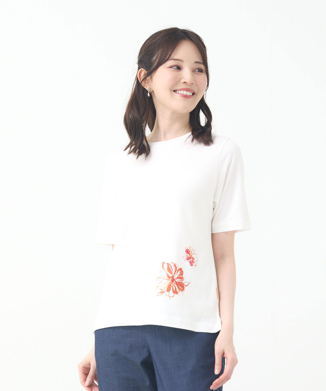 花柄 プリント Tシャツ