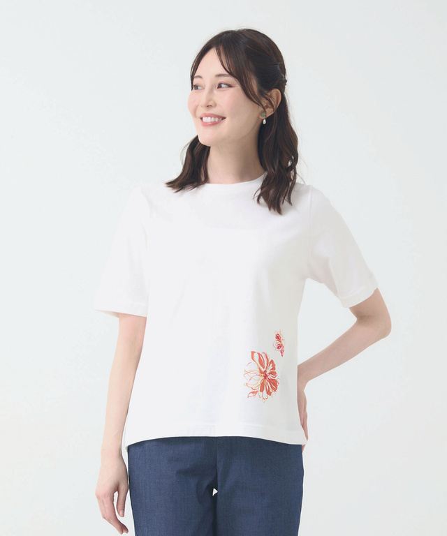 花柄 プリント Tシャツ