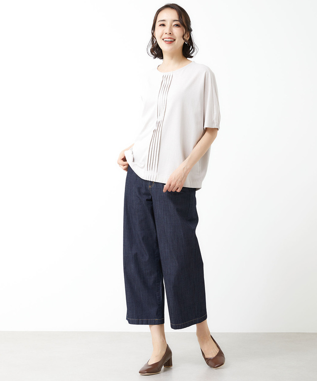 スノーリネン ピンタック プルオーバーTシャツ【接触冷感】
