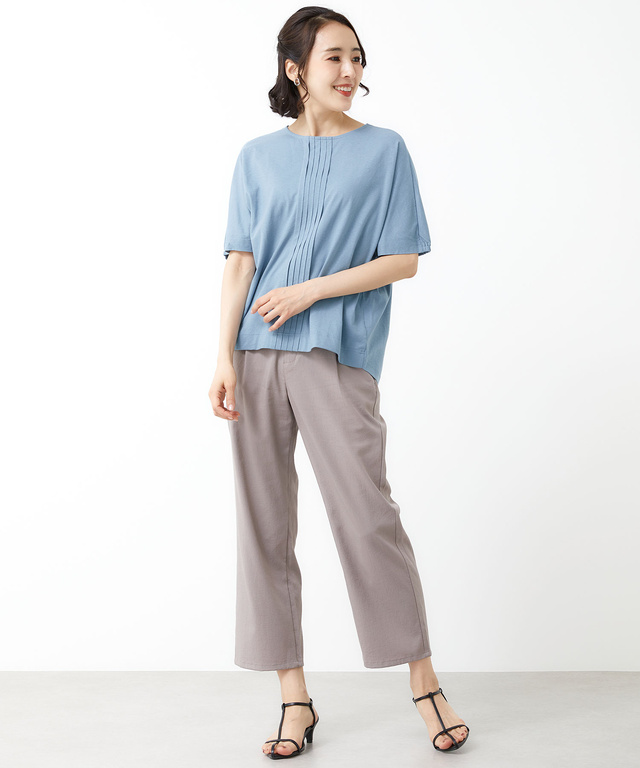 スノーリネン ピンタック プルオーバーTシャツ【接触冷感】