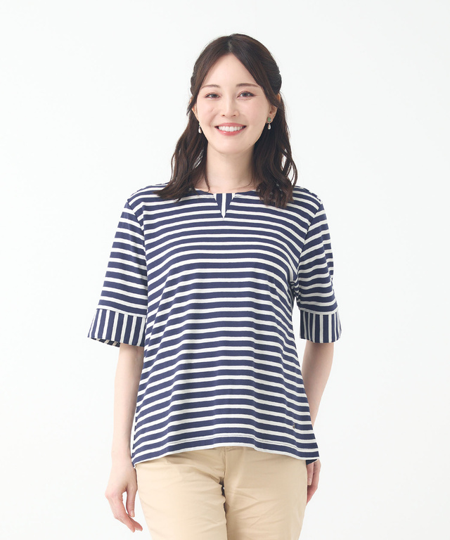 スノーリネン ボーダー Tシャツ【接触冷感】
