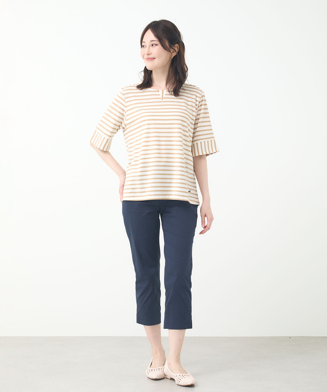 スノーリネン ボーダー Tシャツ【接触冷感】