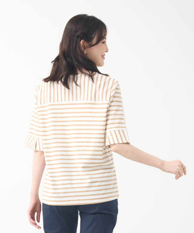スノーリネン ボーダー Tシャツ【接触冷感】