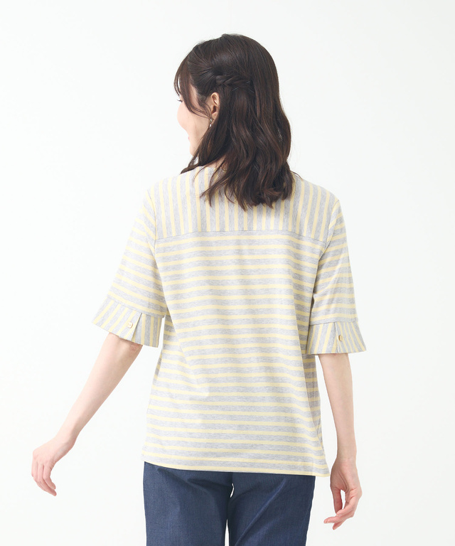 スノーリネン ボーダー Tシャツ【接触冷感】