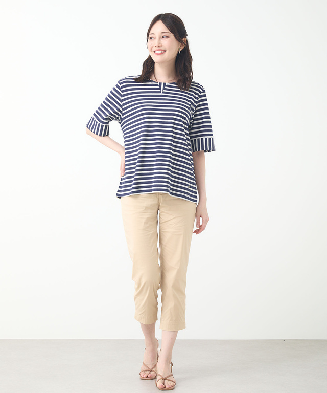 スノーリネン ボーダー Tシャツ【接触冷感】