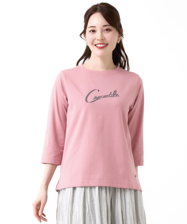 リボンロゴプリント 七分袖 Tシャツ