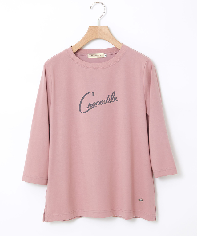 リボンロゴプリント 七分袖 Tシャツ