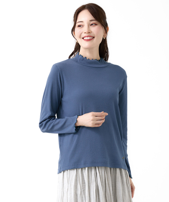 メロー ハイネック リブカットソー