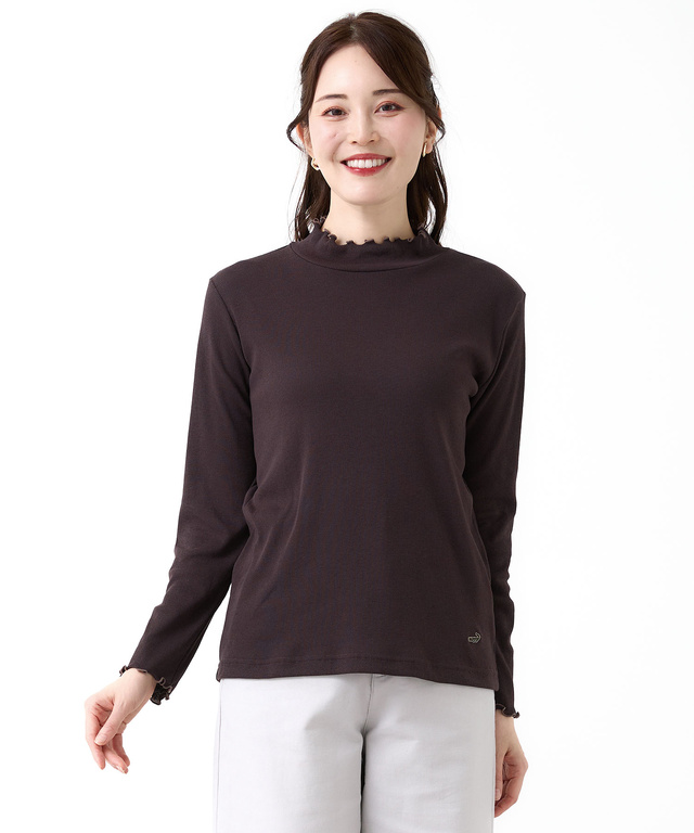 メロー ハイネック リブカットソー