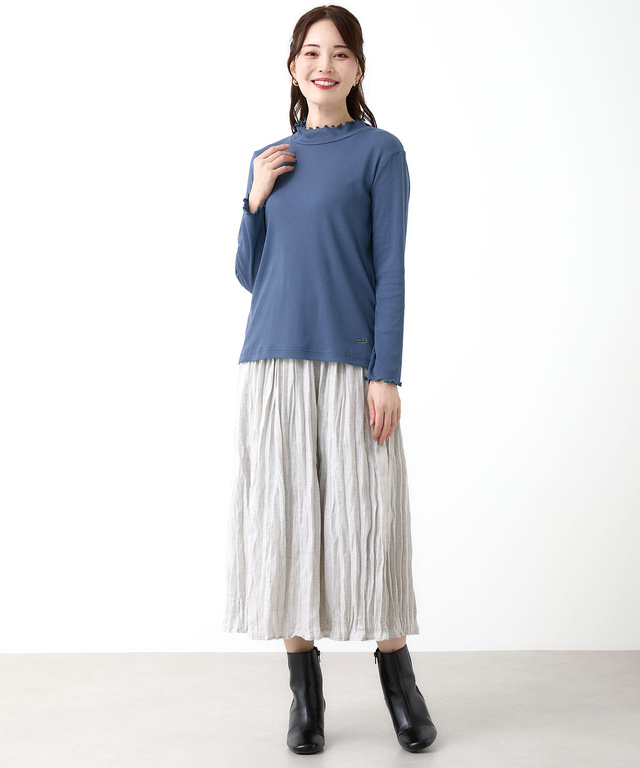 メロー ハイネック リブカットソー