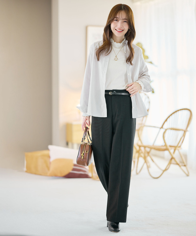 メロー ハイネック リブカットソー