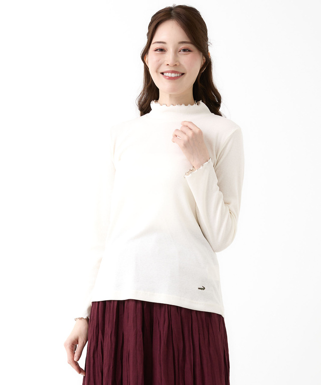 メロー ハイネック リブカットソー