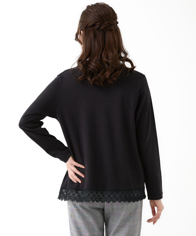 裾レース ハイネック プルオーバー