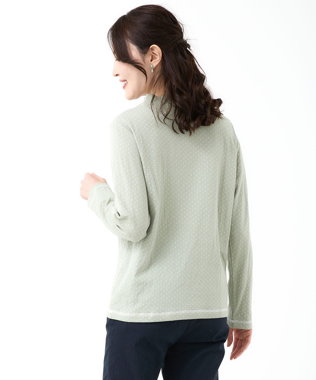 ドット柄 ハイネック プルオーバー