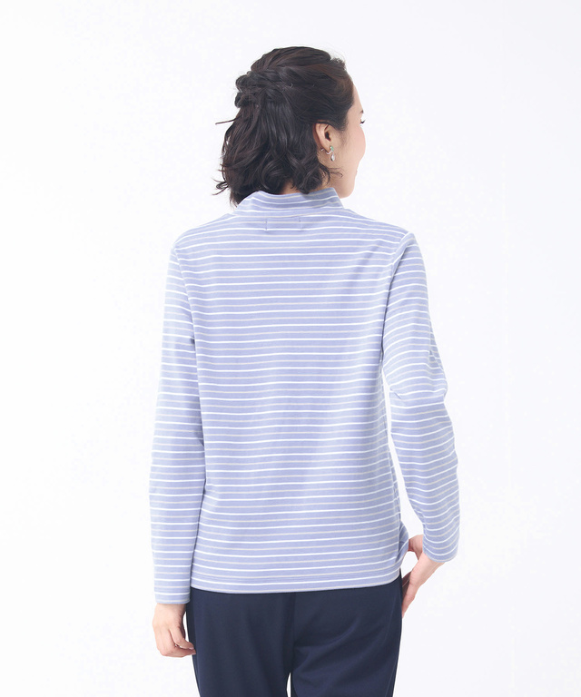 ボーダー ハイネック カットソー【ウガンダ オーガニック コットン】