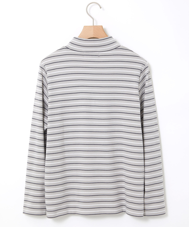ボーダー ハイネック カットソー【ウガンダ オーガニック コットン】