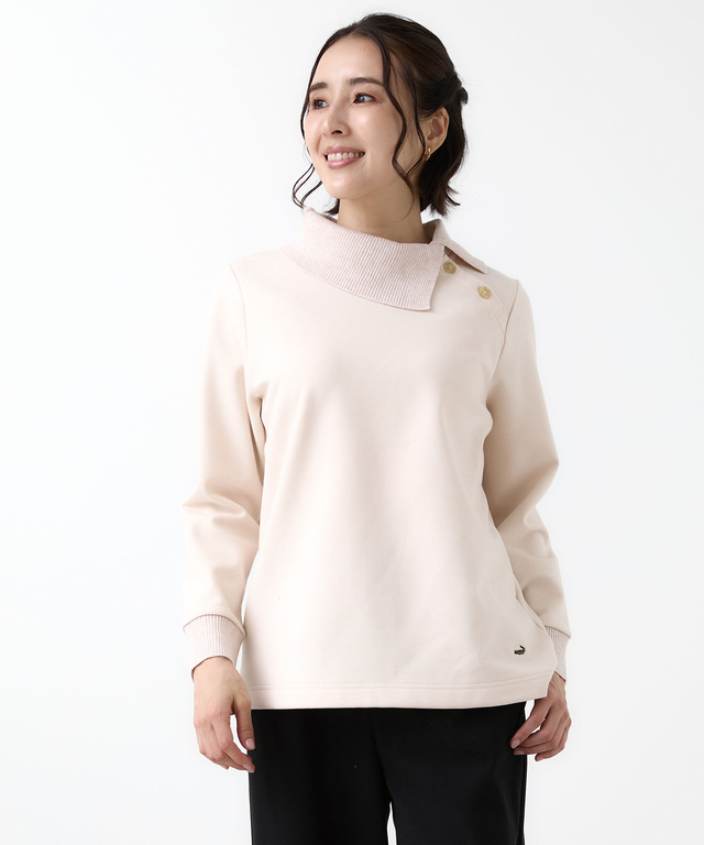 起毛 襟ニット カットソー