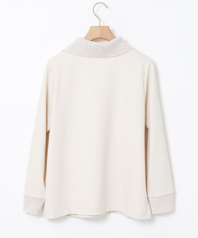 起毛 襟ニット カットソー