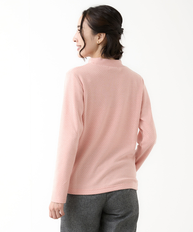 チェックジャカード ハイネックプルオーバー