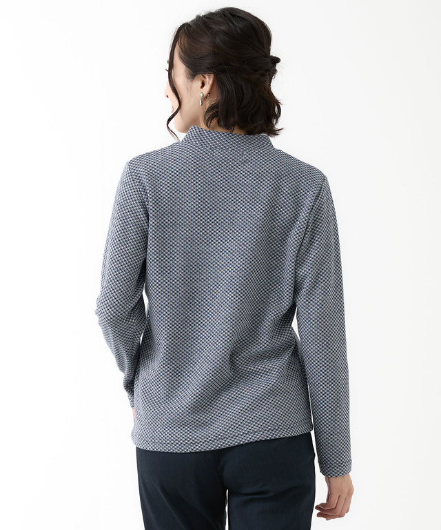 チェックジャカード ハイネックプルオーバー