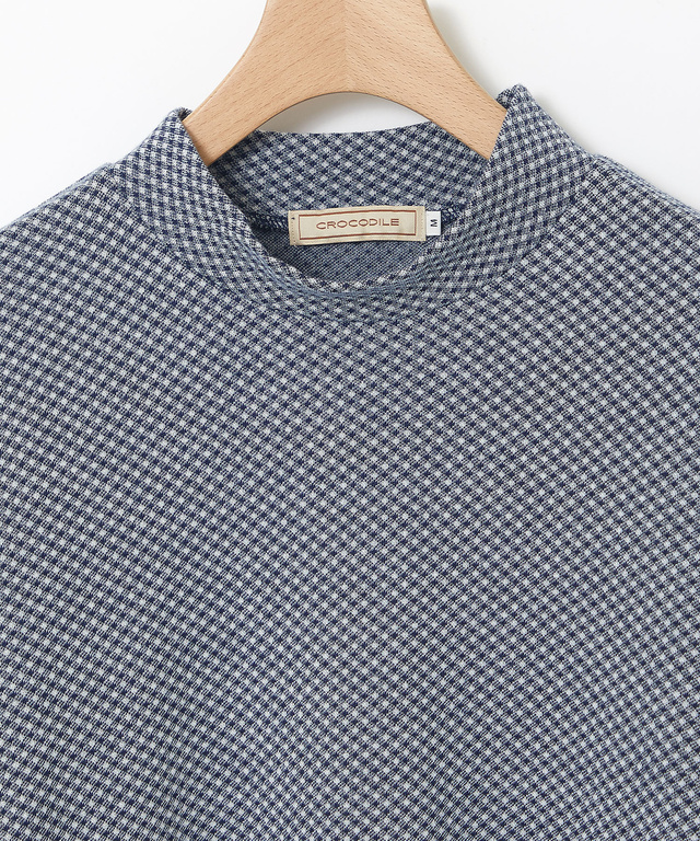 チェックジャカード ハイネックプルオーバー