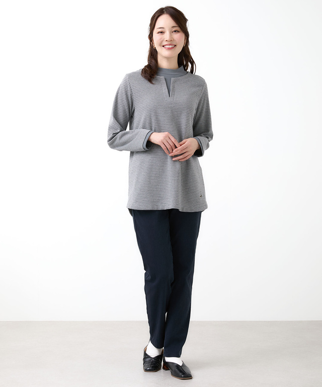 千鳥柄ドッキング デザインカットソー