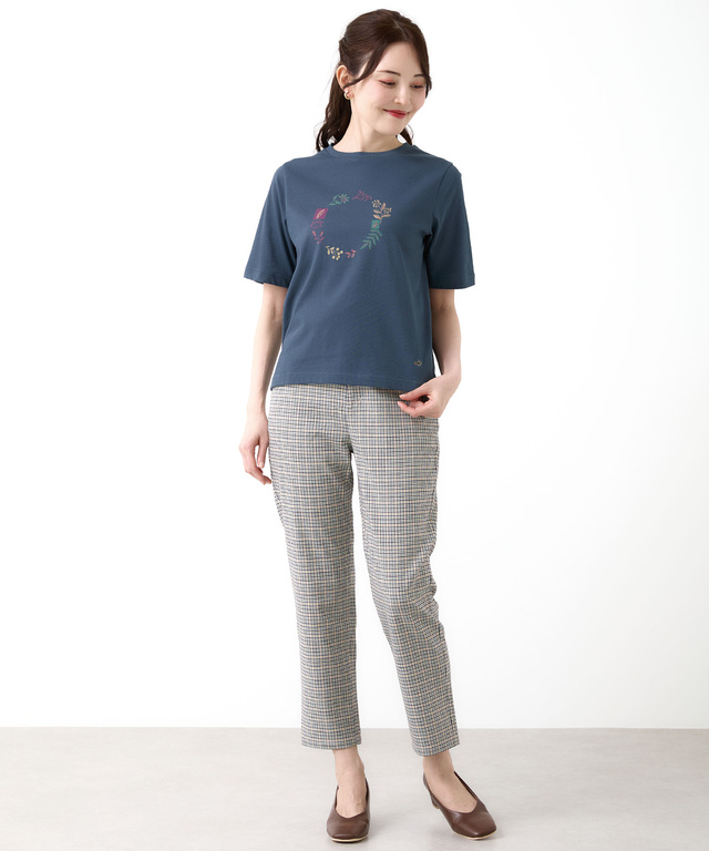 フラワーリース プリント Tシャツ