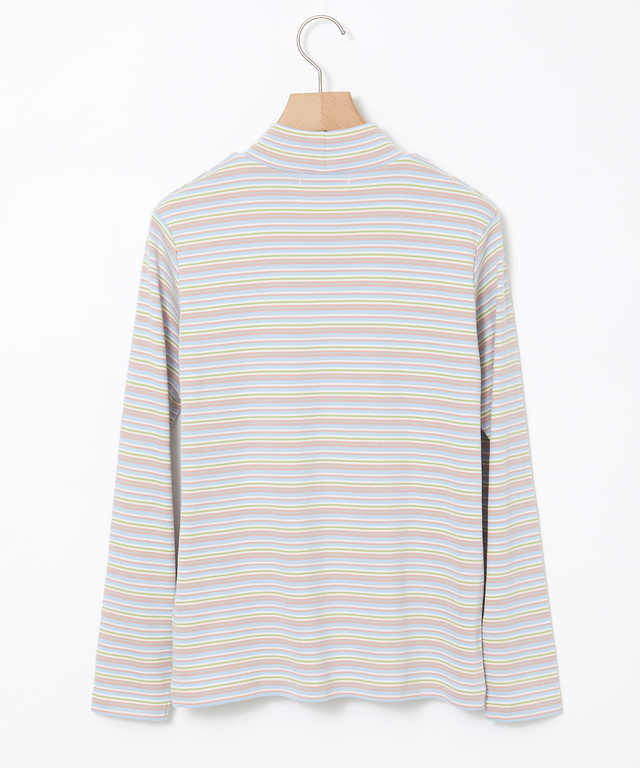 マルチボーダー スムース ハイネックカットソー