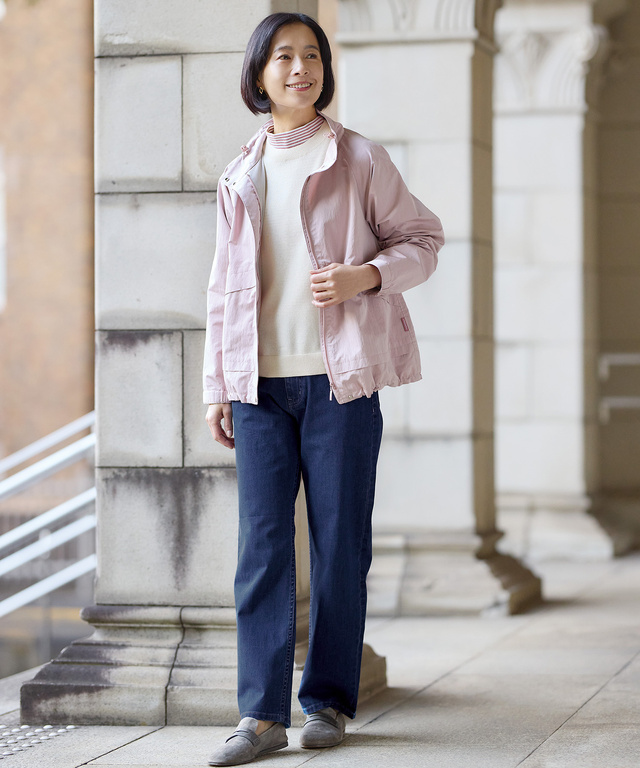 リブボーダー ハイネック カットソー