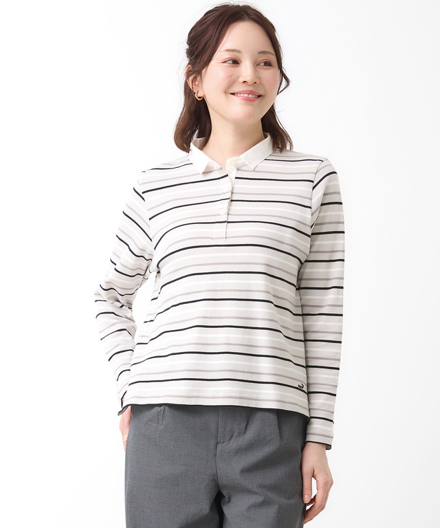 ボーダー 長袖 ポロシャツ