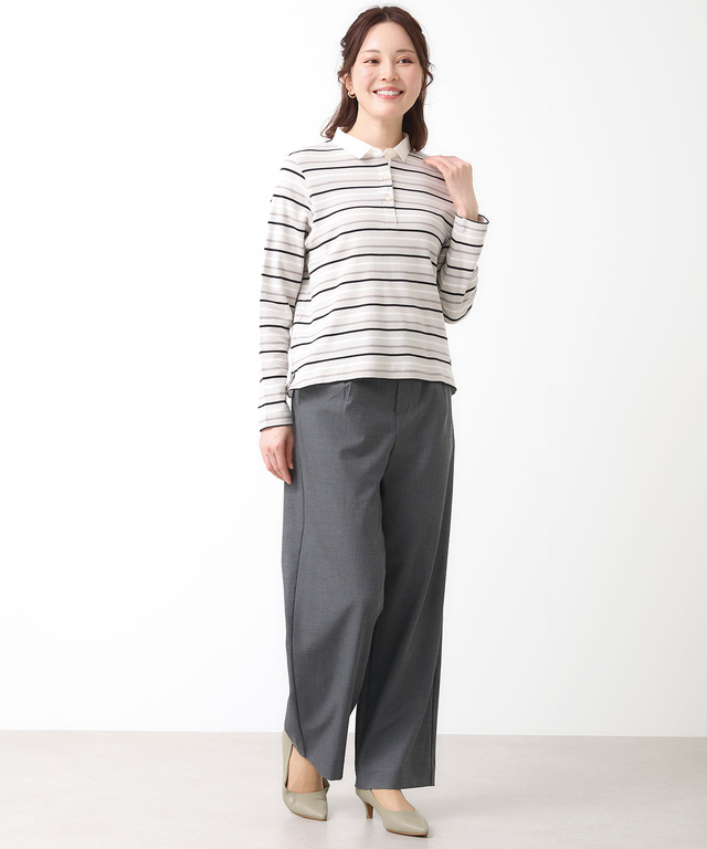 ボーダー 長袖 ポロシャツ