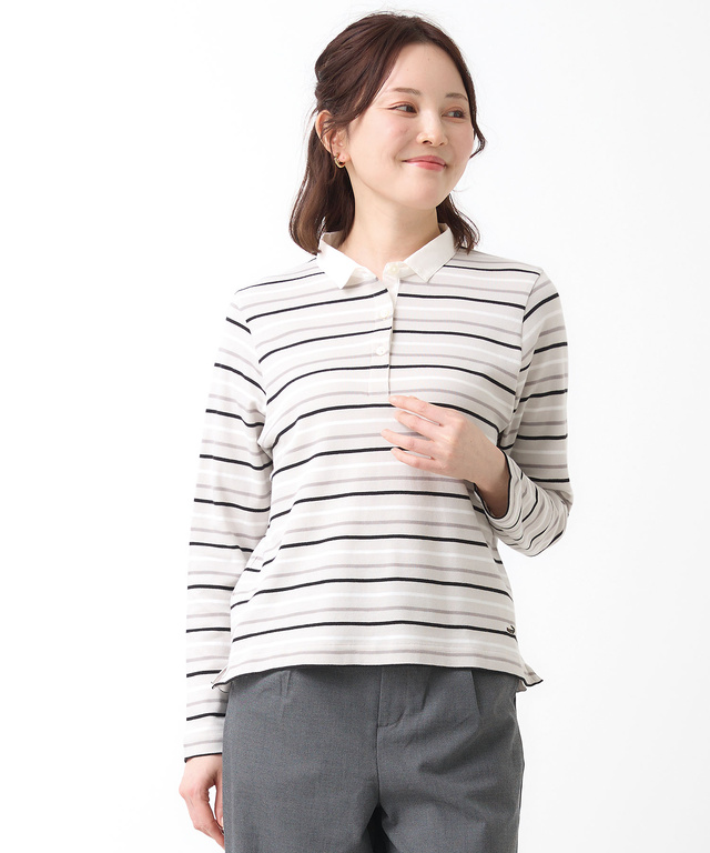 ボーダー 長袖 ポロシャツ