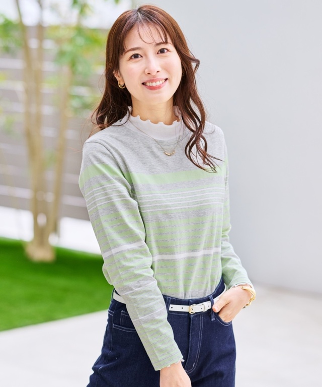 パネルボーダー 長袖 Tシャツ