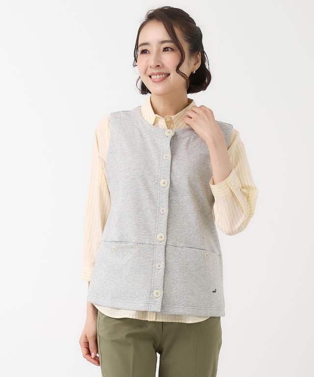 ミニ裏毛 ボタン ベスト