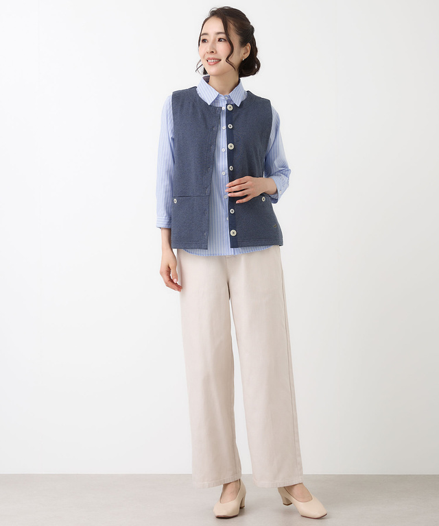 ミニ裏毛 ボタン ベスト