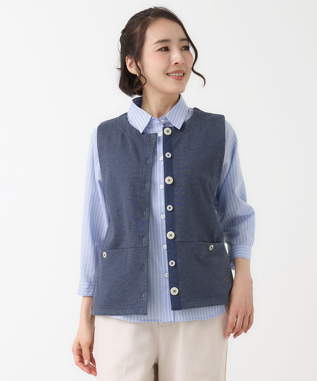 ミニ裏毛 ボタン ベスト