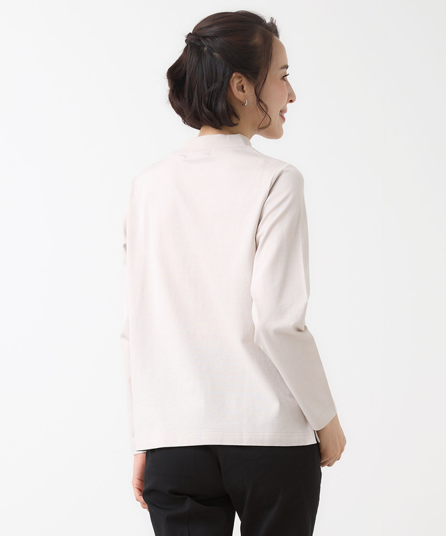 天竺 モックネック Tシャツ