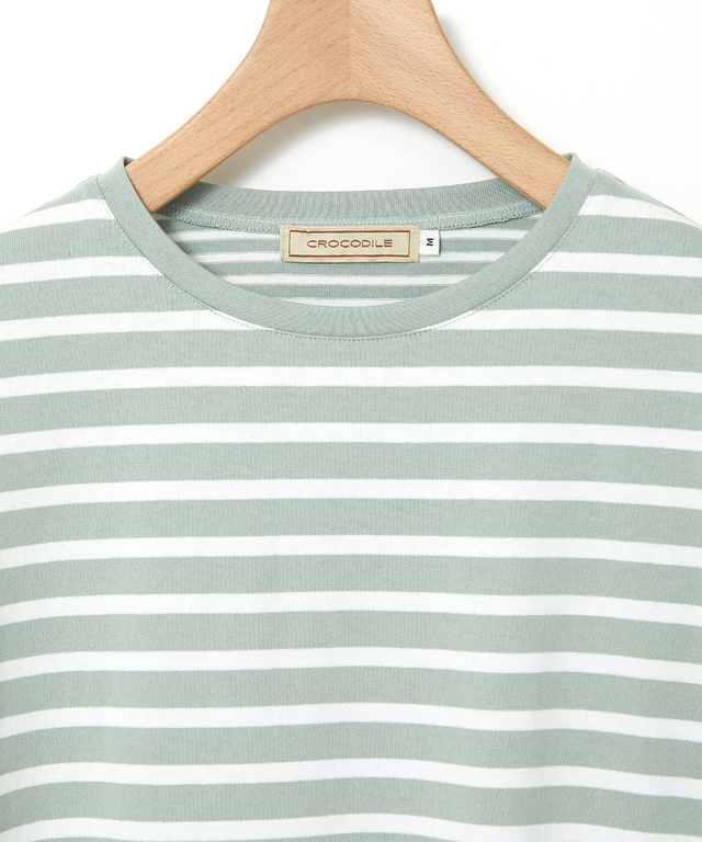 ボーダー 切り替え 七分袖Tシャツ