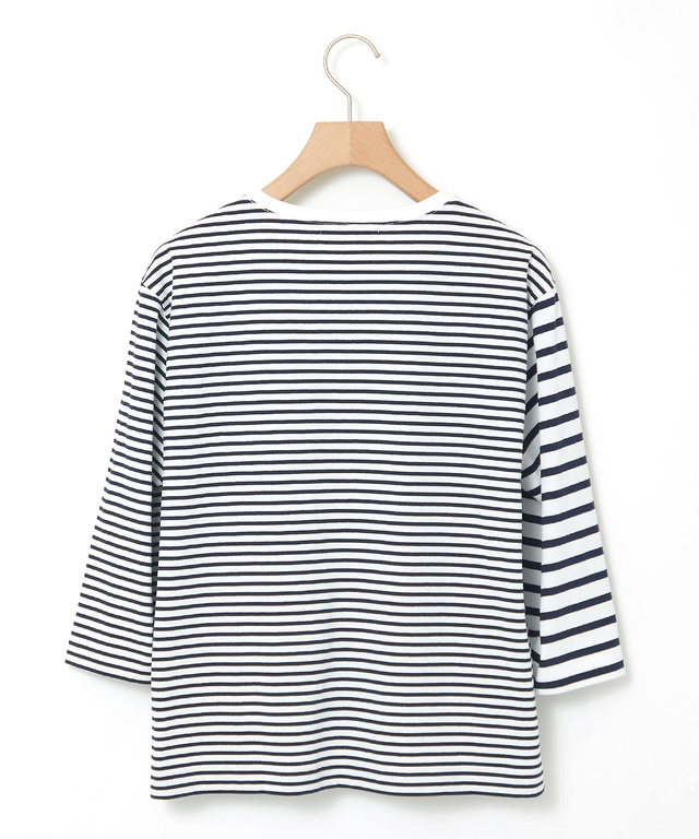 ボーダー 切り替え 七分袖Tシャツ