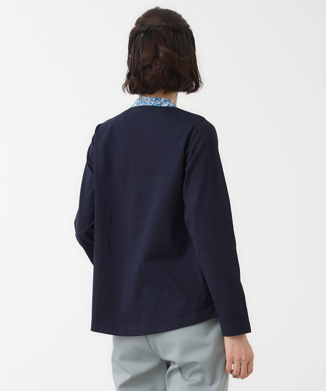 小花柄 フリル襟 プルオーバー