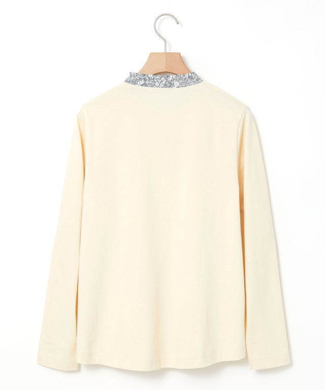 小花柄 フリル襟 プルオーバー