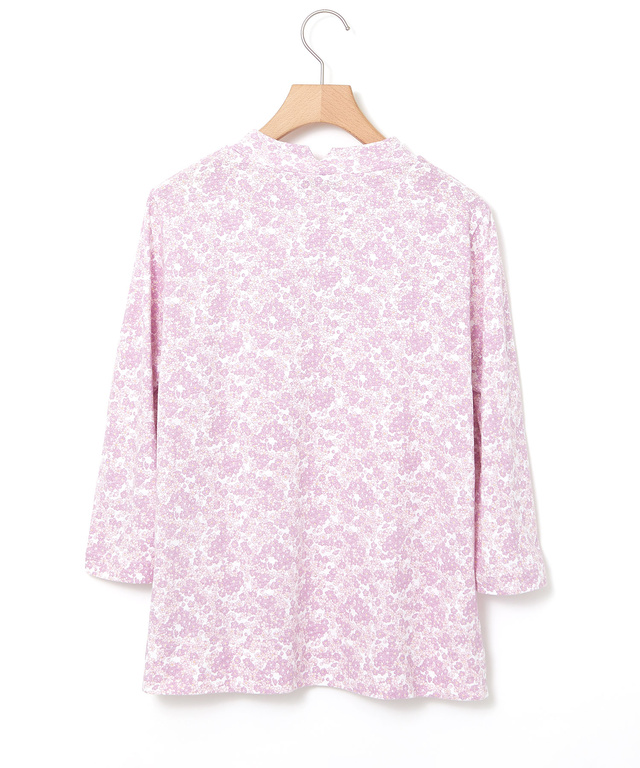 花柄プリント ハイネック プルオーバー