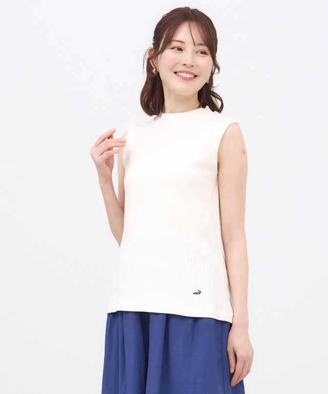 リブ ハイネック タンクトップ
