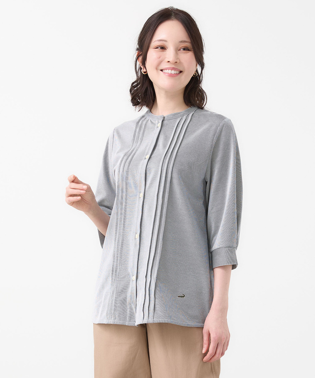 ストライプ ピンタック チュニック