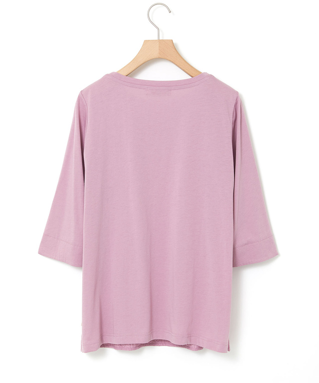 刺繍切り替え 七分袖 カットソー