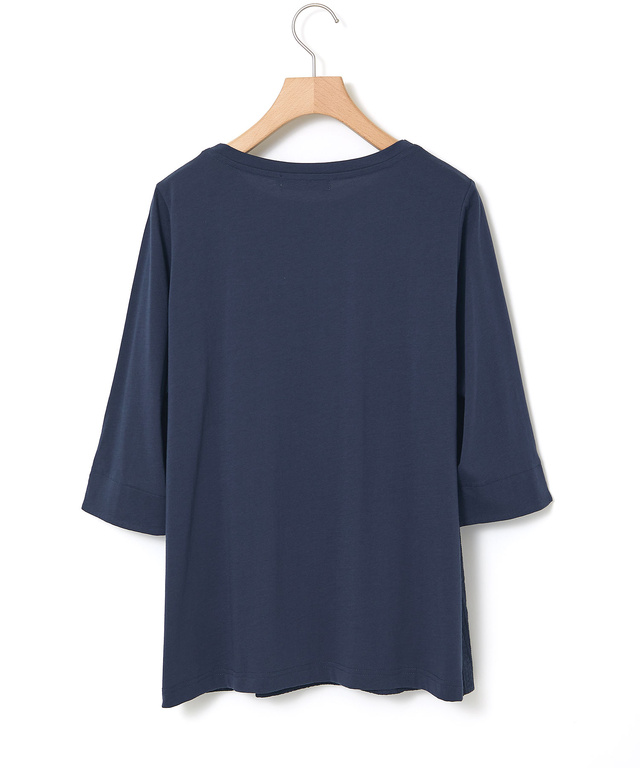 刺繍切り替え 七分袖 カットソー